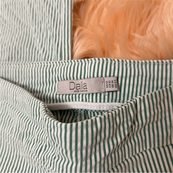 Green Stripe Women’s Capri Pants Pull On Tummy Flattening Sz 12 By Dalia - Picture 4 of 6